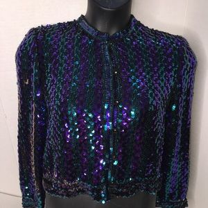 VTG‎ Three Flags sequined blouse/ jacket USA